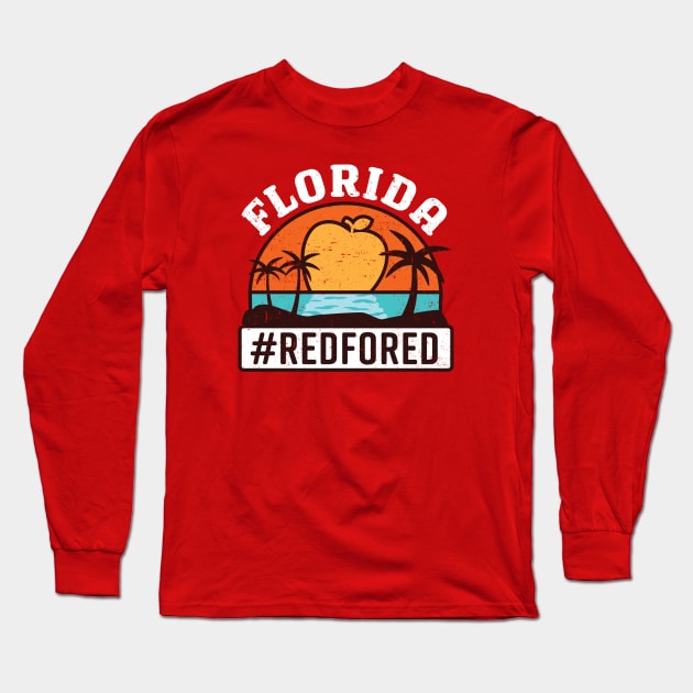 Red for Ed Florida Education Apple Rising Sun Long Sleeve T-Shirt by mindeverykind